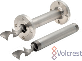 VHM series features helical elements, pipes, and fittings constructed from 316 stainless steel.  This series efficiently mixes in high to low viscosity, and in turbulent and some laminar flow applications. Available with  male NPT threaded ends and 150 or
